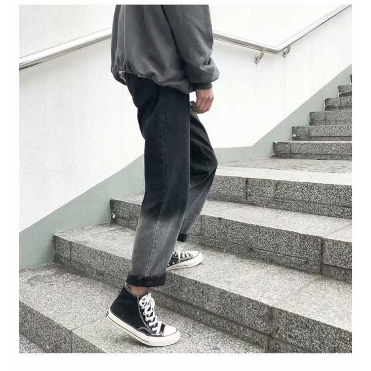 Quần Jeans nam ống xuông phai ống streetwear, quần bò nam dáng đứng mẫu wash 2 màu