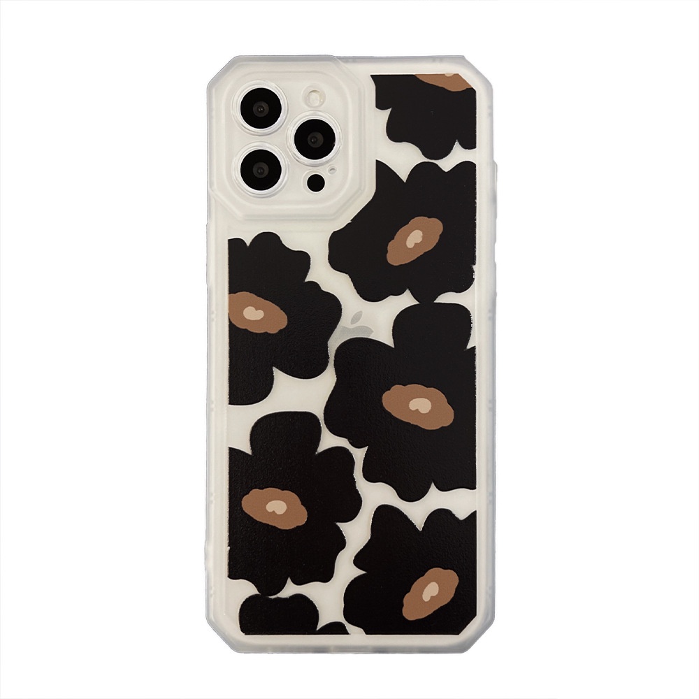 ốp iphone 11 Ốp Điện Thoại tpu Mềm Họa Tiết Hoa Màu Đen Cho iphone 7 8 plus 11pro max 12mini 13 XR XS
