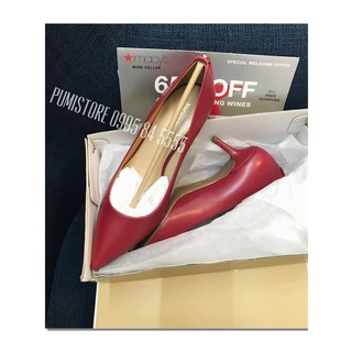 Giày M//k Flex Kitten Pump Red Leather, màu đỏ trầm, hàng chính hãng từ USA