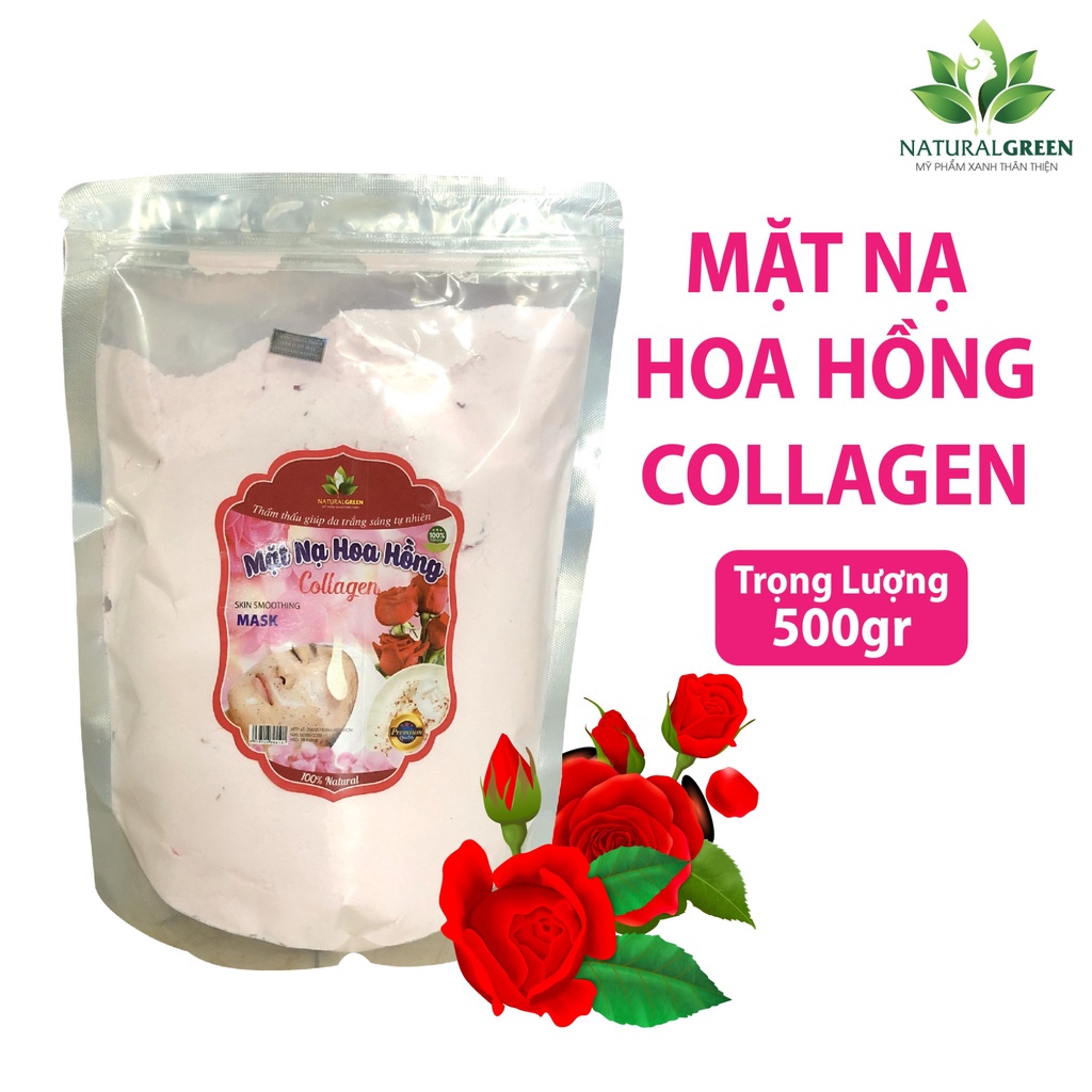 500 gr Mặt nạ hoa hồng collagen làm trắng da, căng bóng và dưỡng ẩm cho làn da