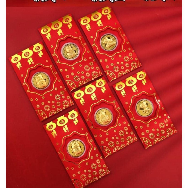 LÌ XÌ Trâu VÀNG  sang chảnh -  FREESHIP 1 Bao Lì Xì Thần Tài 1 Hộp đồng xu Trâu vàng may mắn