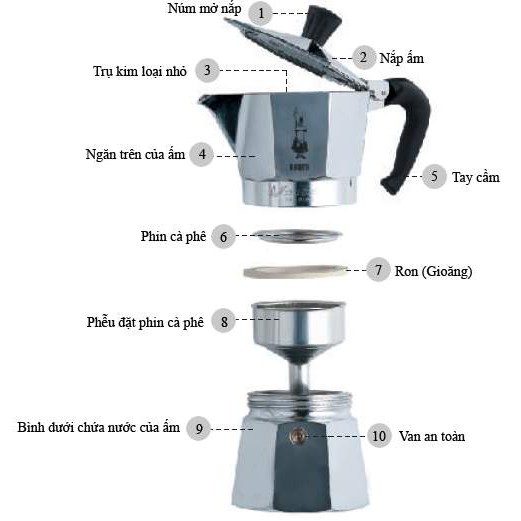 Ấm cà phê Ý (Moka Express) Bialetti for Oceana 3 cups 4,4 Oz - 130 Ml [Hàng Mỹ]