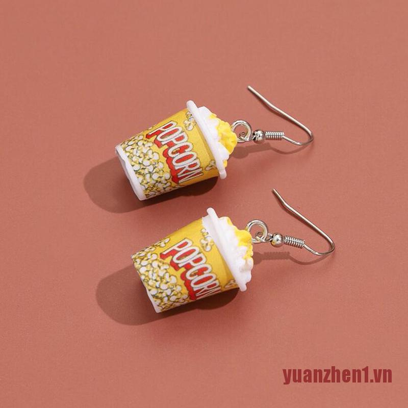 Bông Tai Hình Bắp Rang 3D Bằng Resin Vui Nhộn Dành Cho Nữ