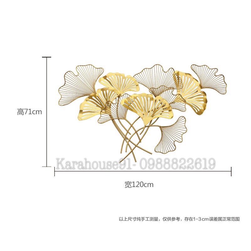 Tranh sắt treo tường, decor trang trí cao cấp. Bảo hành 3 năm. Lá xoè gingko