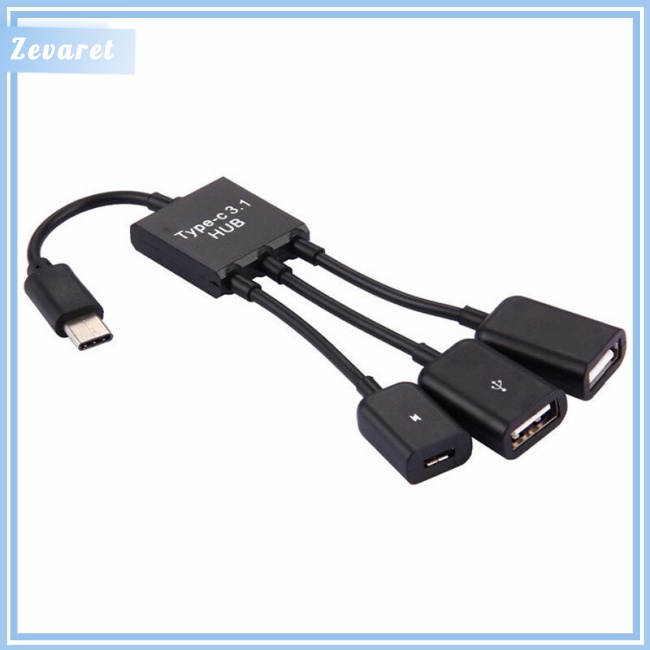Cáp Chuyển Đổi Zevaret 3 Trong 1 Type-C Sang Micro OTG USB Cho Điện Thoại Máy Tính Bảng Android