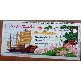 Tranh thêu thành phẩm Thuận buồm xuôi gió 222918-116x54cm-đã thêu