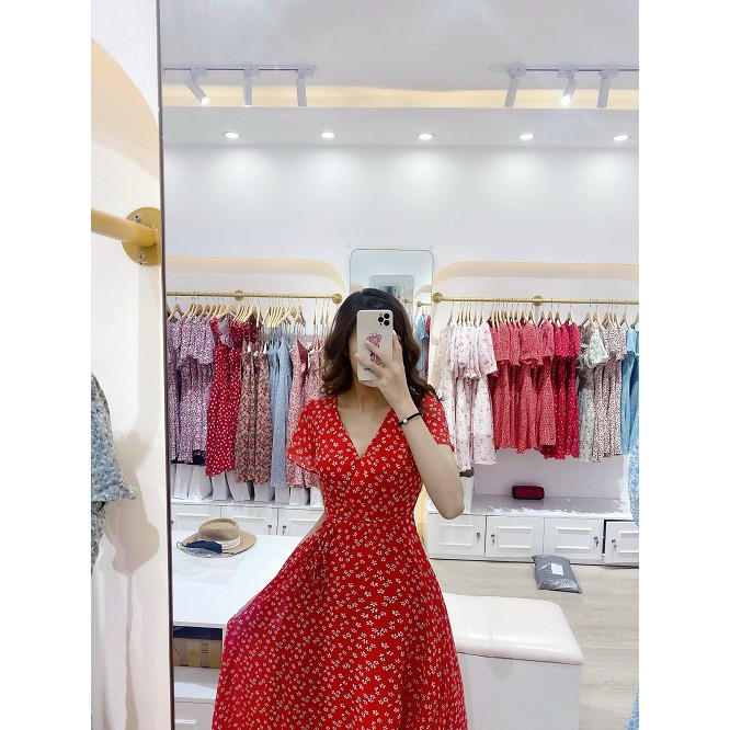 Váy đỏ hoa nhí Wrap_D034_LYNNA
