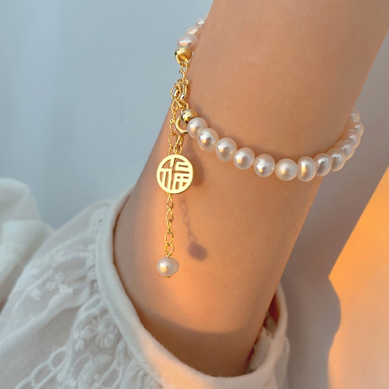Vòng Tay Đính Hạt Ngọc Trai Nhân Tạo Phong Cách Hàn Quốc