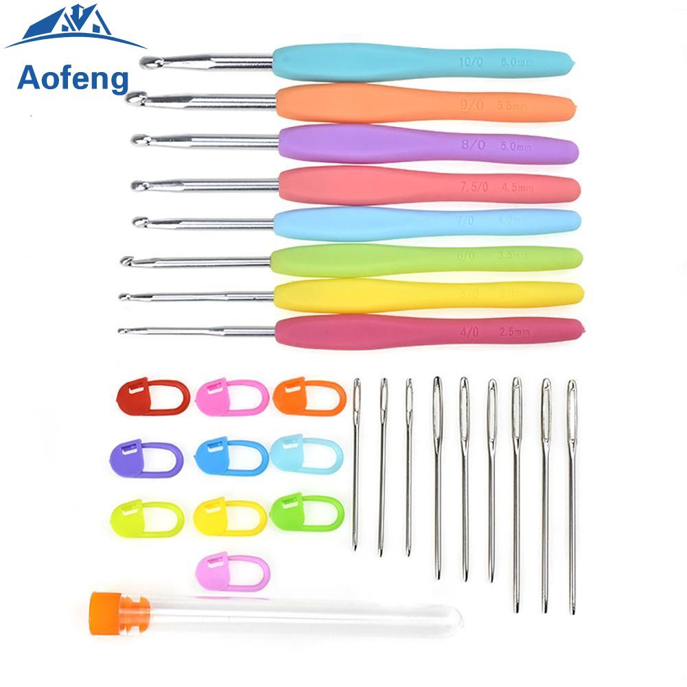 Set 28 dụng cụ kim móc bằng nhôm để đan len tiện lợi