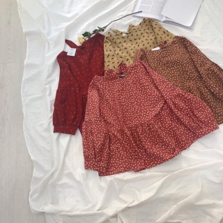 Áo kiểu babydoll hoa cột nơ
