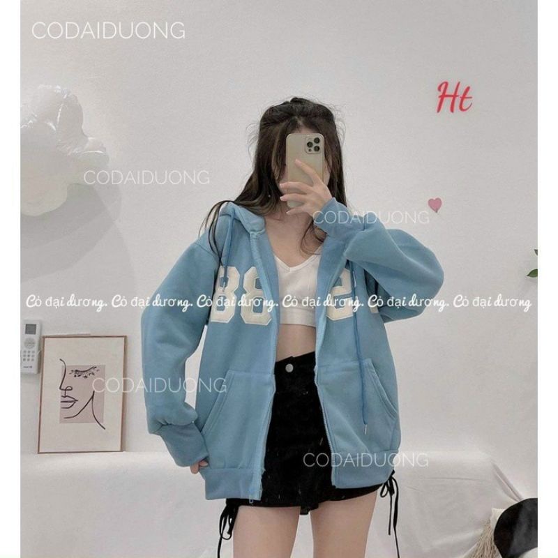 Khoác nỉ ngoại tay phồng from rộng thêu 1988 - ảnh thật