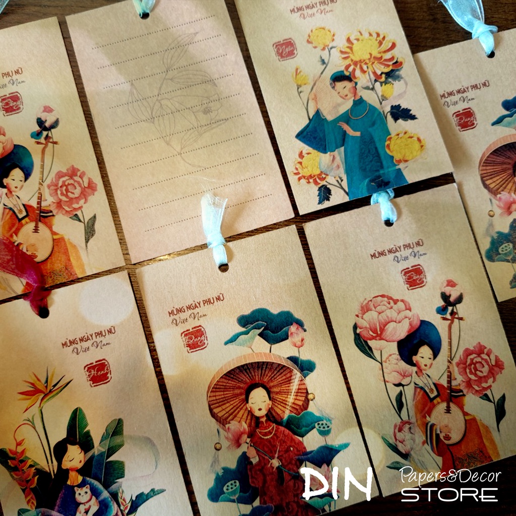 Thiệp mừng 20-10 tôn vinh phụ nữ Việt - Vietnamese Women's Day Greeting Card - Vintage style - DIN Store