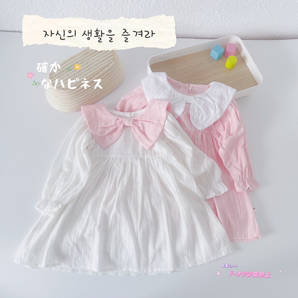 Váy thu dài tay chất thô mỏng cho bé gái 1-5 tuổi (Mã 198)