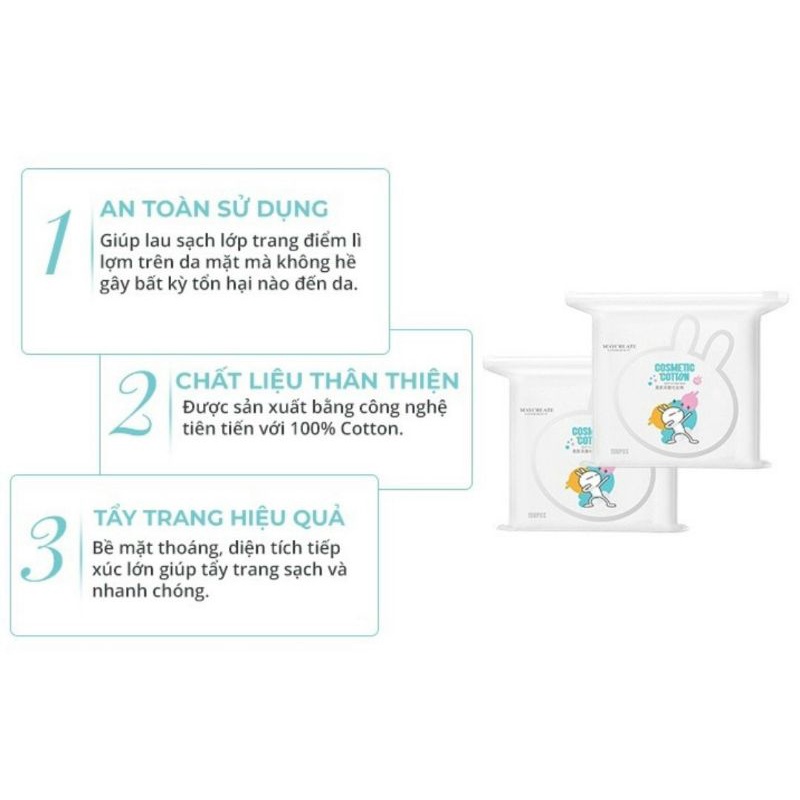 Bông Tẩy Trang 3 Lớp Cotton Pads Maycreate Mềm Mịn 150 Miếng