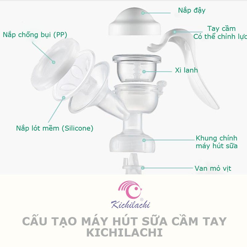 Máy hút sữa bằng tay kichilachi tặng kèm 6 túi trữ sữa ( chính hãng )