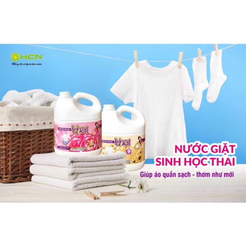 Nước Giặt Sinh Học THAI Khử Mùi Ẩm Mốc, Can 3,6L Màu Vàng Hương Nước Hoa