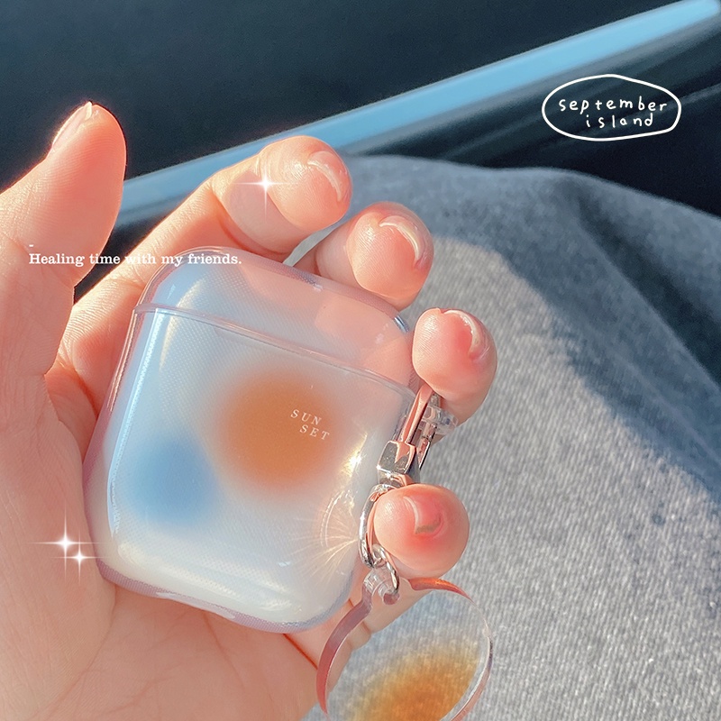 Vỏ Bảo Vệ Hộp Sạc tai nghe không dây Airpods 1 / 2 / Pro Bằng Silicon Mềm Màu Trơn Hình Hoàng Hôn