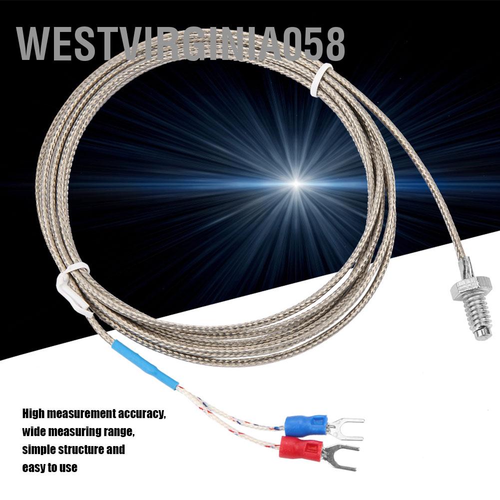 Westvirginia058 Westvirginia058 1-5M Length M6 BSW Screw Thread Temperature Measuring Probe K Type Thermocouple Cable