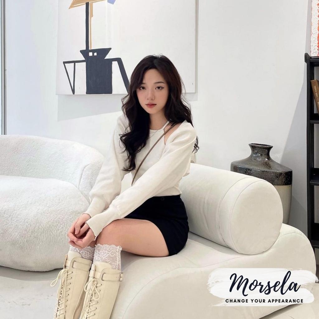 Set áo yếm GEO và áo khoác ngoài cardigan tay dài chất bo gân dày dặn phong cách Hàn Quốc - Morsela - SET01