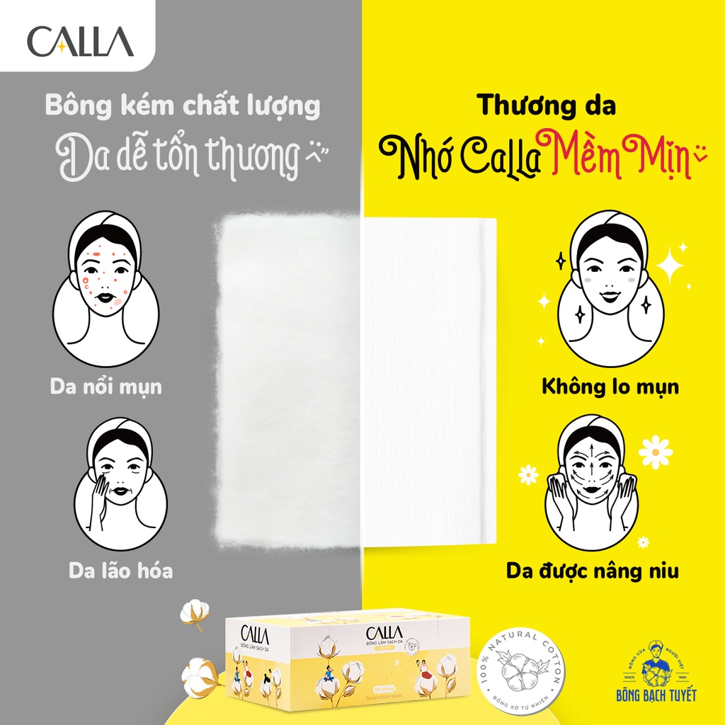 BÔNG LÀM SẠCH DA CALLA MỀM MỊN 180 MIẾNG