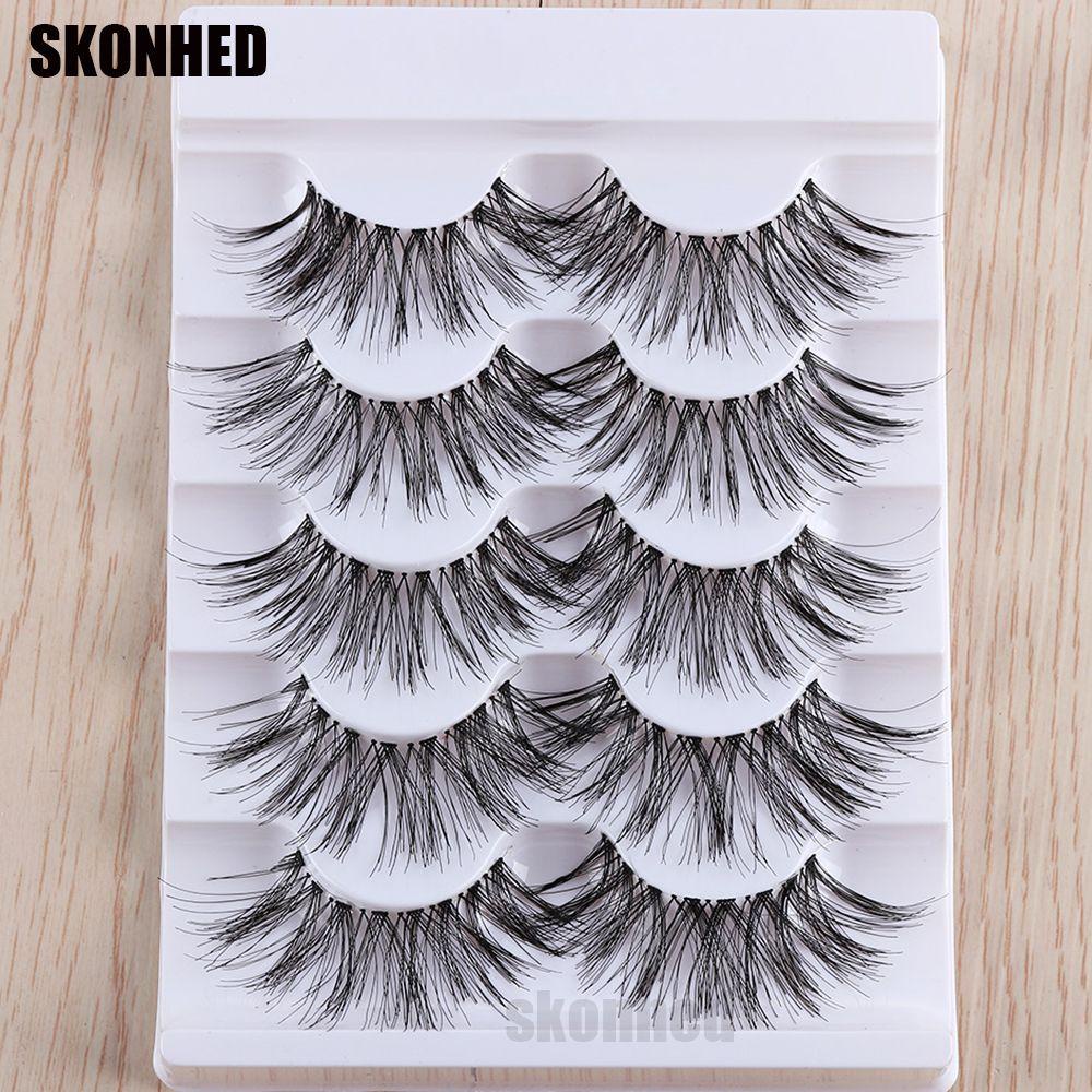DIACHAVN Set 5 Cặp Lông Mi Giả SKONHED Tạo Hiệu Ứng 3D Tự Nhiên Tái Sử Dụng