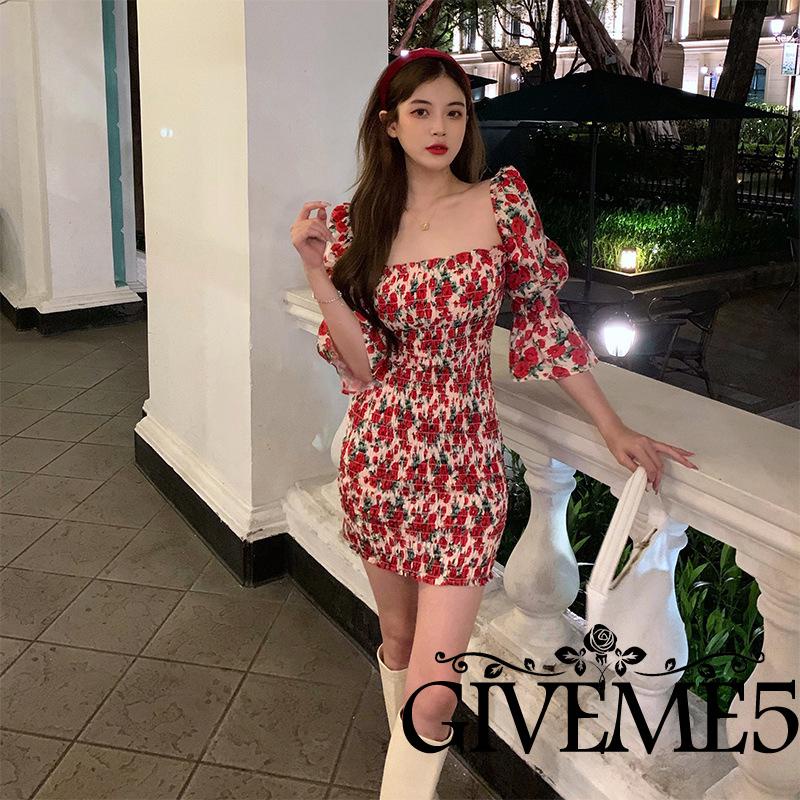 Váy body Trễ Vai In Họa Tiết Hoa Quyến Rũ Dành Cho Nữ