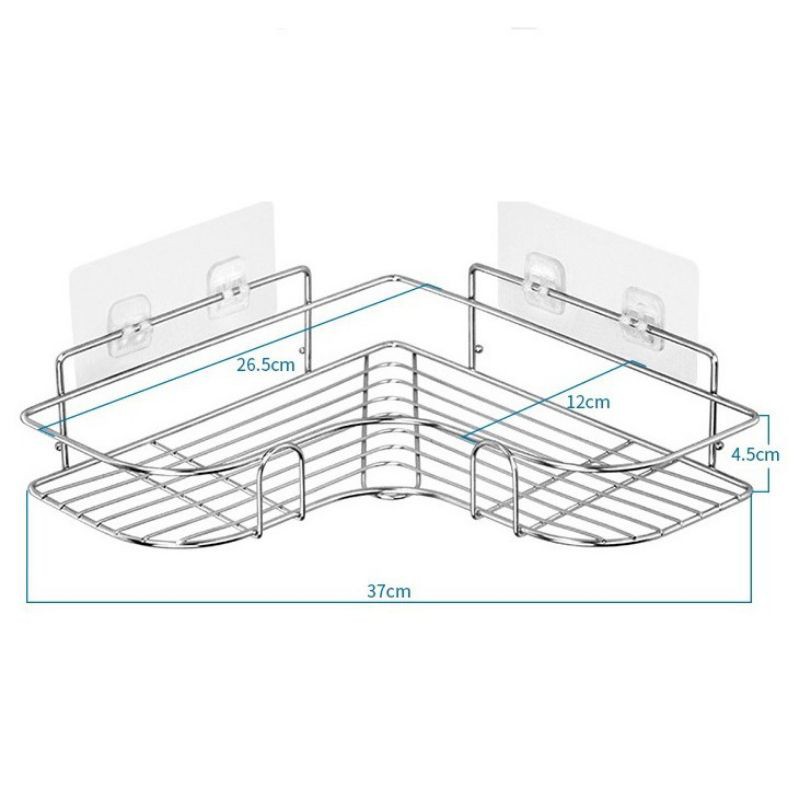 Giá, kệ để đồ dán tường  trong góc nhà tắm, nhà bếp bằng inox không rỉ