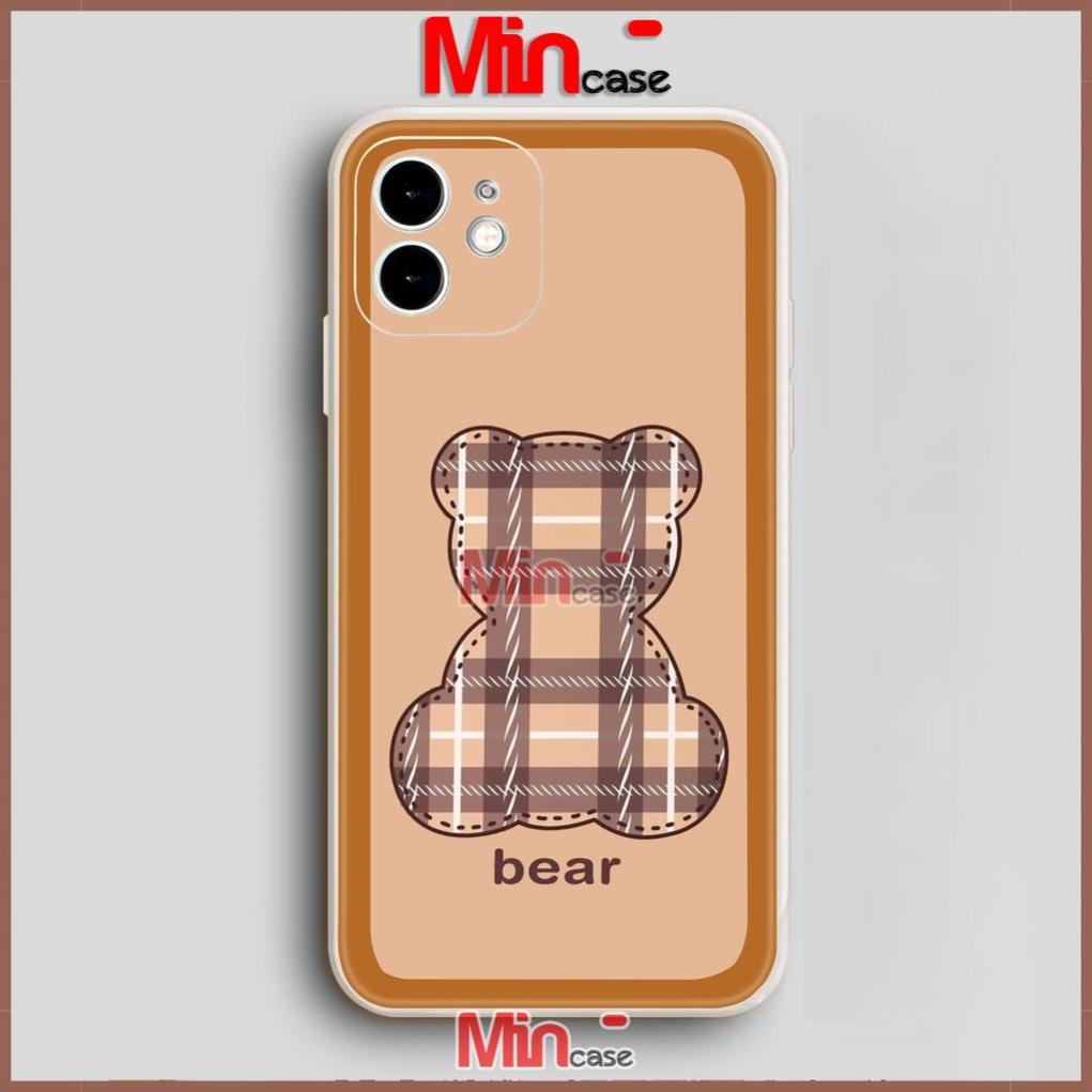 Ốp lưng iPhone Gấu Bear Cute cạnh viền vuông silicon mềm dẻo cho iphone 6/6s/7/8/X/Xr/XS/11/12/13 Pro Plus Max