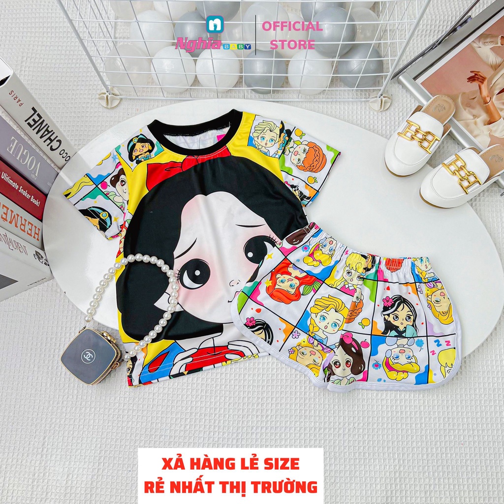 Đồ bộ bé gái quần đùi áo ngắn tay NGHĨA BABY dành cho bé từ 10kg-40kg