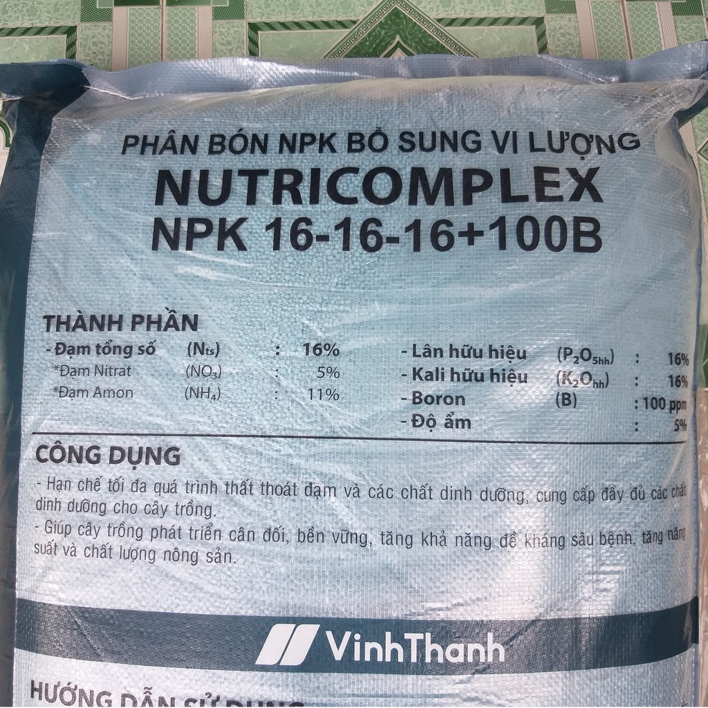 Phân Bón NPK 16-16-16+100B Nhập Khẩu Nga (1kg), công nghệ tháp cao hàng đầu thế giới