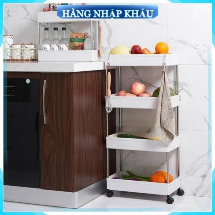 [Bảo hành - 1 Đổi 1] Kệ để đựng đồ đa năng 4 tầng có bánh xe đẩy spa di động nhà bếp phòng tắm khung inox chắc chắn .