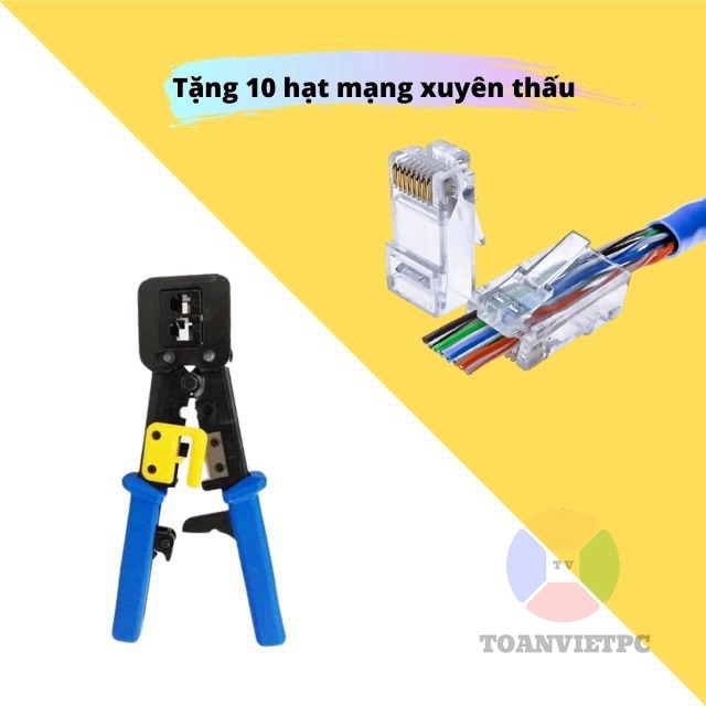 Kìm Bấm Hạt Mạng Xuyên Thấu TOOLS Tặng kèm 10 đầu bấm