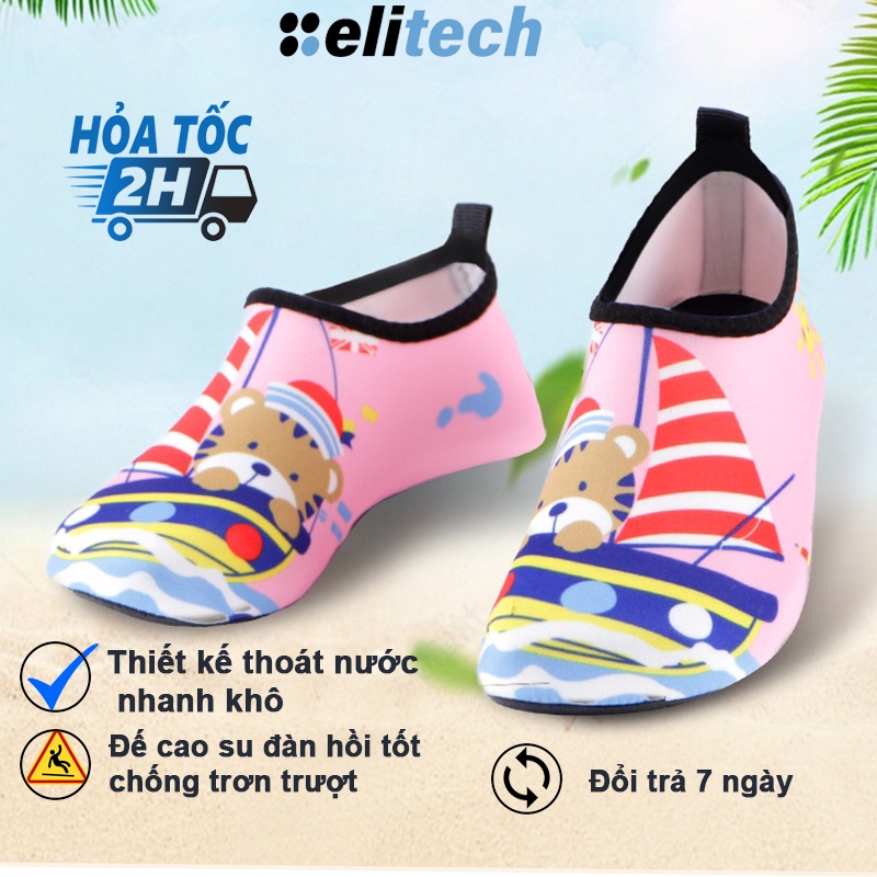 Giày đi biển đi bơi bảo vệ chân cho trẻ em, chống trơn thoát nước đế cao su dẻo- Thuyền Hồng