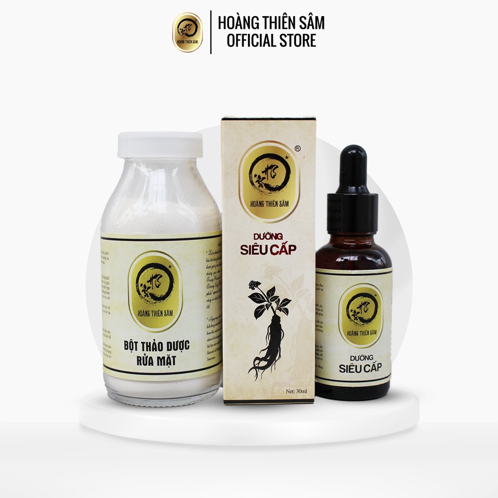 Combo Dưỡng Hoàng Thiên Sâm (Serum Dưỡng 30ml và Bột Rửa Mặt Thảo Dược 100g)