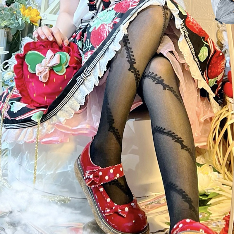 Quần Tất Mỏng Kẻ Sọc Đính Nơ Phong Cách Lolita Thời Trang Mùa Hè Cho Nữ