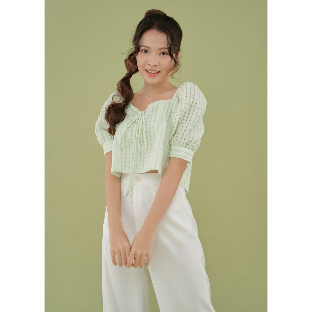 Áo crop top tay phồng dáng áo chữ a Puffy Top By Gum