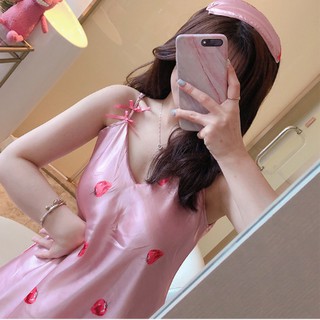 Đầm ngủ lụa hai dây hình quả dâu