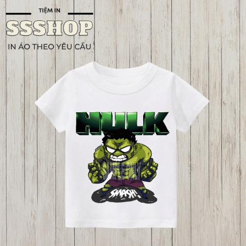 Áo thun bé trai in hình Maver Hulk CHIBI siêu cute, chất liệu cotton thoáng mát, hình in không bong tróc SSSHOP