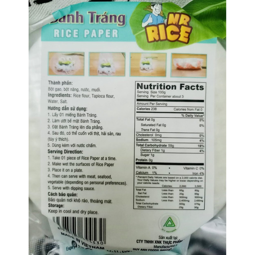 Bánh tráng gỏi cuốn Mr Rice Duy Anh Foods gói 400gr