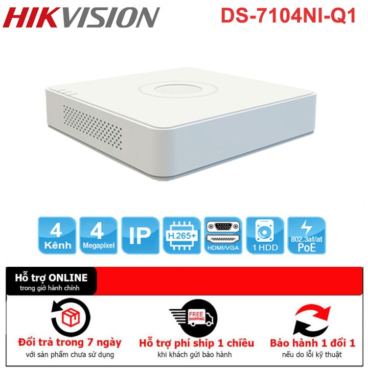 [ SIÊU RẺ ] Đầu Ghi Hình Camera IP 4 kênh HIKVISION DS-7104NI-Q1