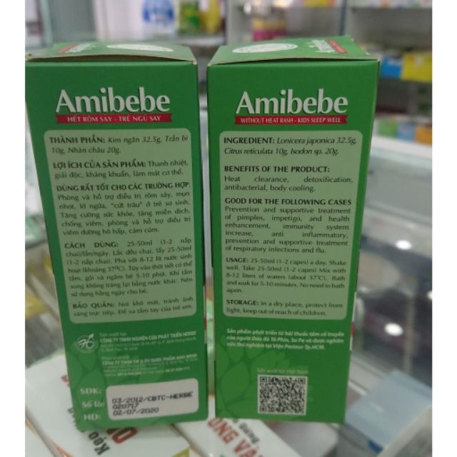 Amibebe nước tắm rôm sảy em bé 250ml