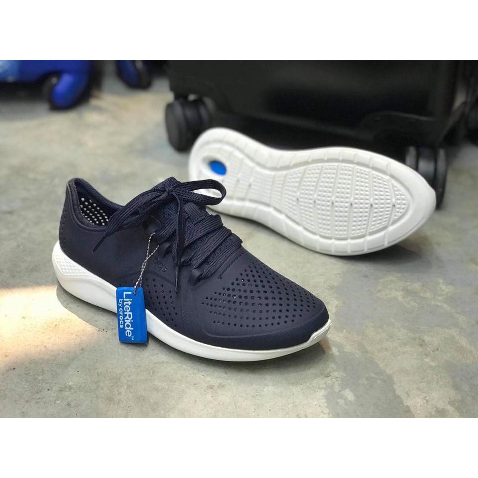 Giày nhựa buộc dây dáng thể thao, đế literide siêu mềm êm thoáng khí đi mưa thoải mái