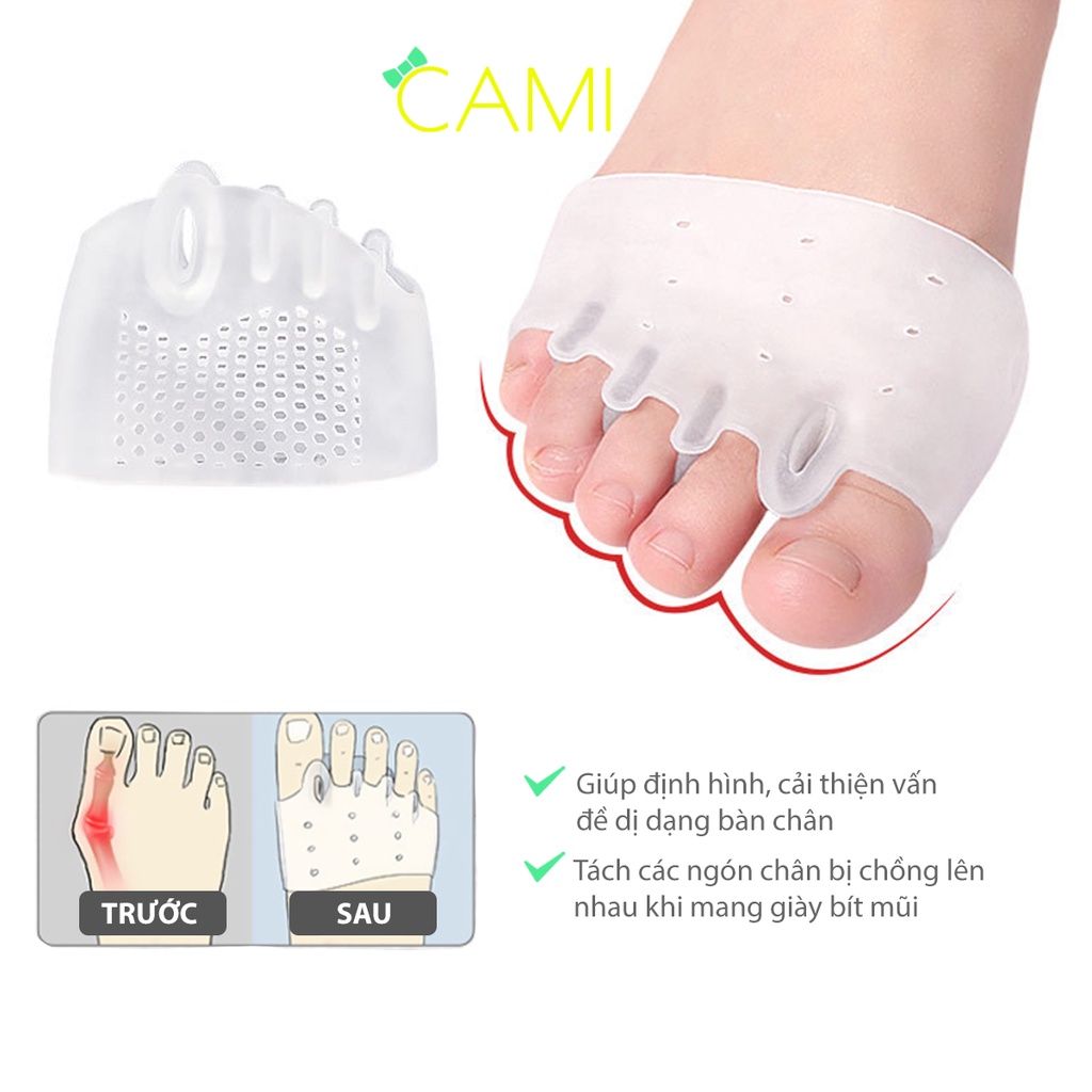 Vớ silicone dụng cụ tách ngón chân hạn chế gây trầy da, chai sần thoáng khí thoải mái di chuyển - Cami - CMPK276