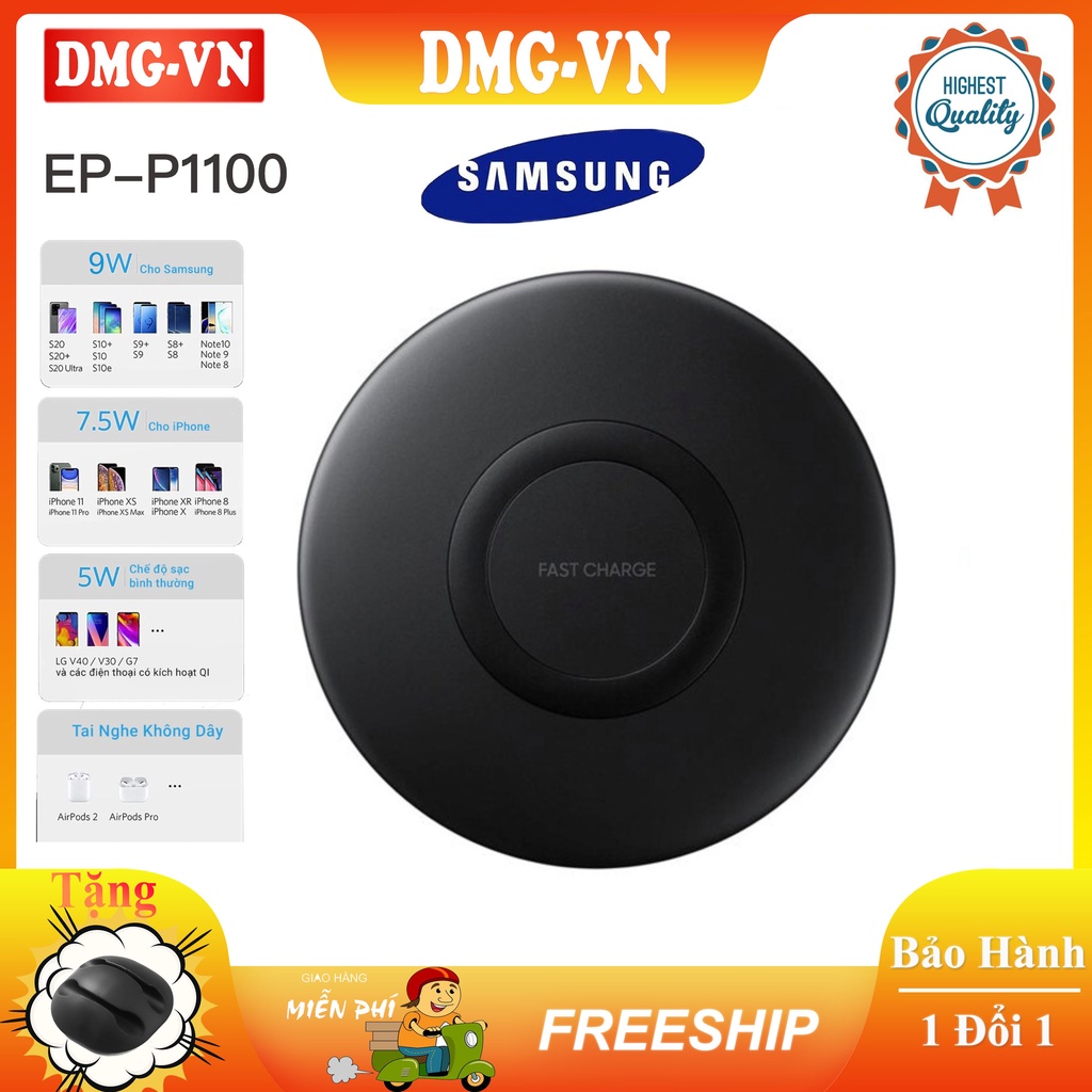 Đế Sạc Không Dây Samsung EP-P1100 9W Chuẩn Qi,Cho Samsung S8 S9 S10 S20 S21 S22 Note 20 Note 10,iPhone 8 X XS 11 12 Pro