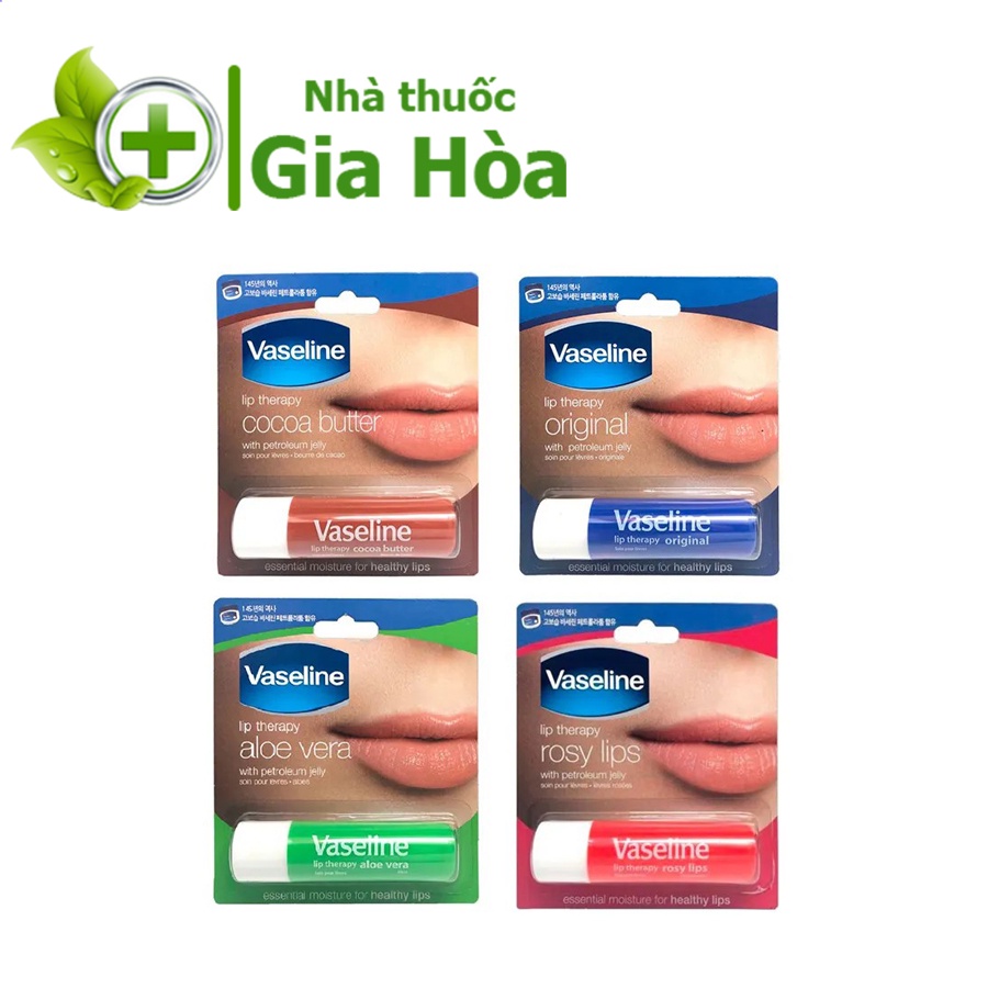 Sáp Vaseline Lip Therapy dạng thỏi son dưỡng ẩm, mềm môi giảm khô nứt, dùng như son lót, giúp son bám màu (Stick) - 4.8g