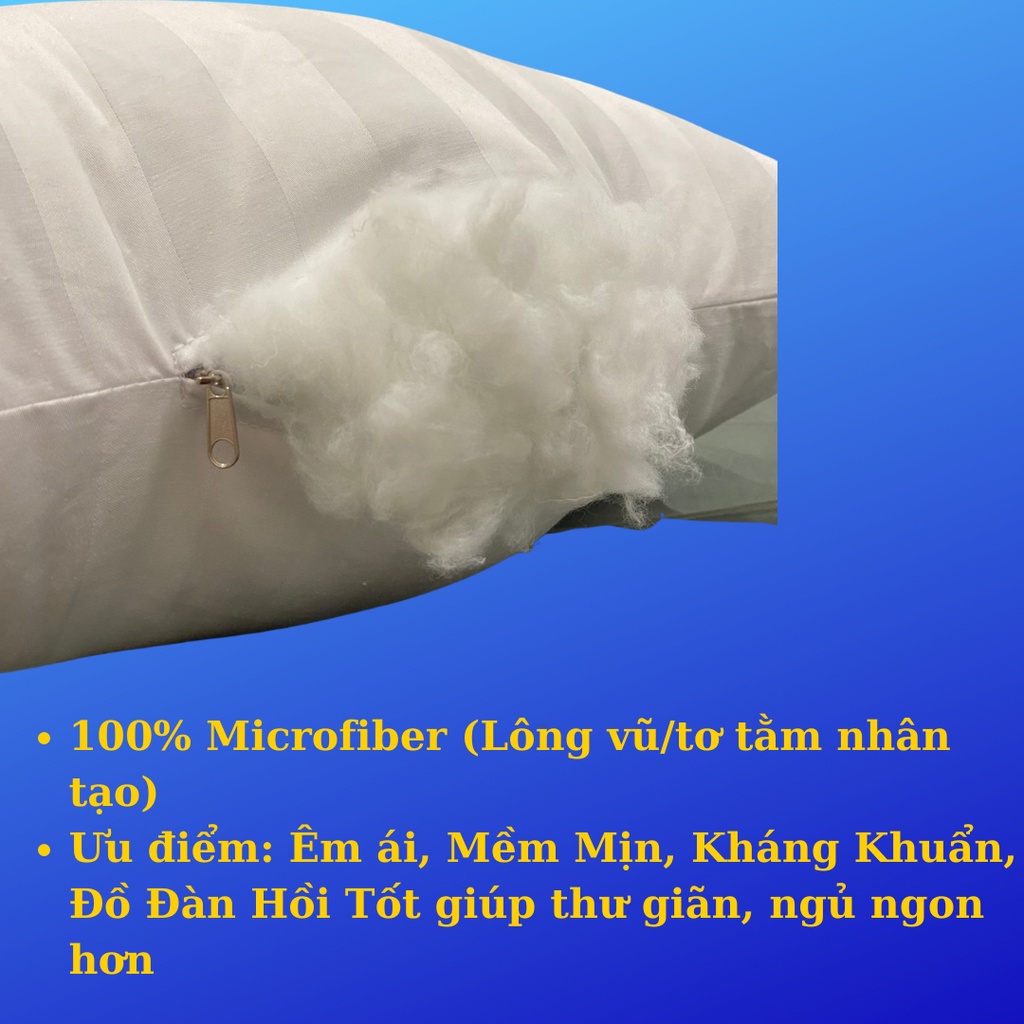 Ruột Gối Nằm Lông Vũ Nhân Tạo Chuẩn Khách Sạn 5 Sao VUA GỐI Deluxe Pillow Êm Ái, Kháng Khuẩn, Ngủ Ngon - FULL SIZE