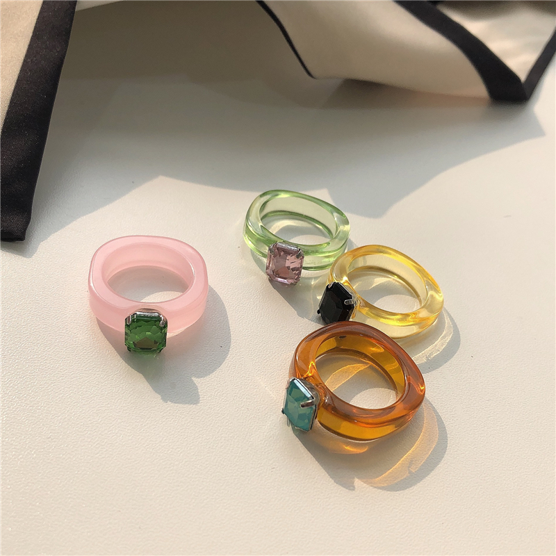 IF ME Nhẫn Nhựa Trong Suốt Phong Cách Hàn Quốc