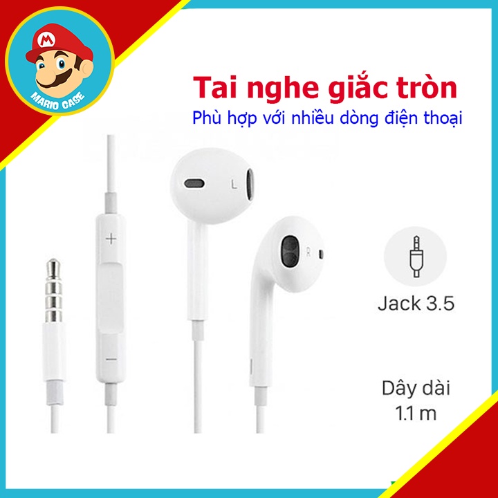 Tai nghe dây nhét tai Giắc tròn 3.5mm cho ĐT ĐT táo,oppo,Samsung,xiaomi,realme,… Mario ốp