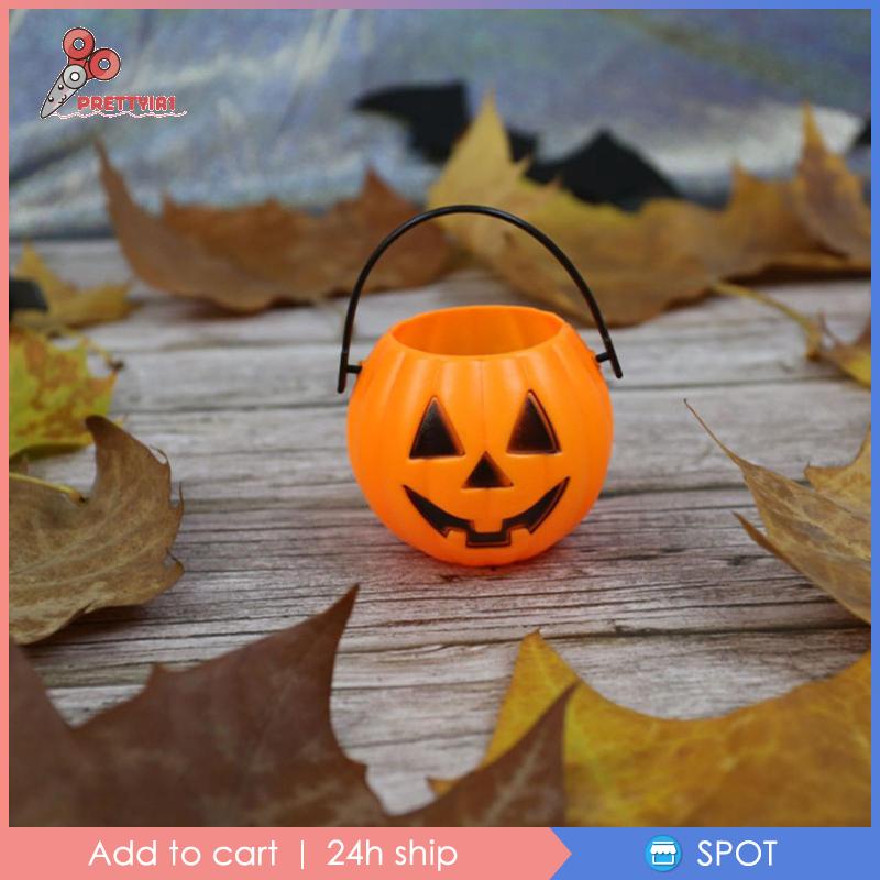 [Prettyia1] 6 Xô Đựng Kẹo Hình Bí Ngô Halloween Trang Trí