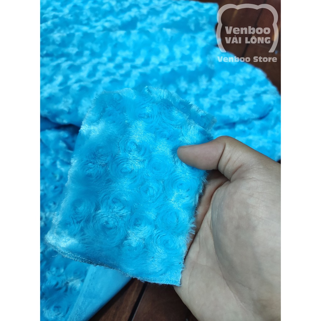 1m x 1m6 Vải lông xoắn velboa hoa hồng | màu Xanh Ocean